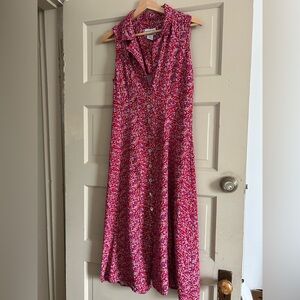 Robbie Bee Vintage Red and Purple Floral Midi Shirt Dress - Fits Size Small